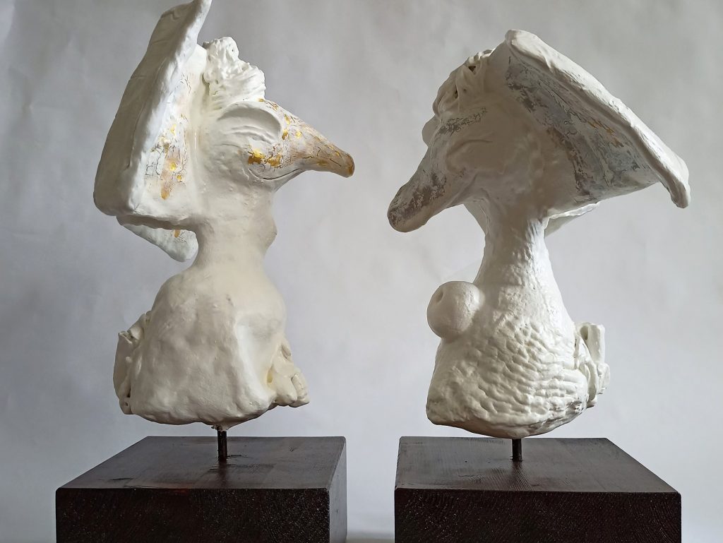 Joy and Joyo neosacral sculptures couple